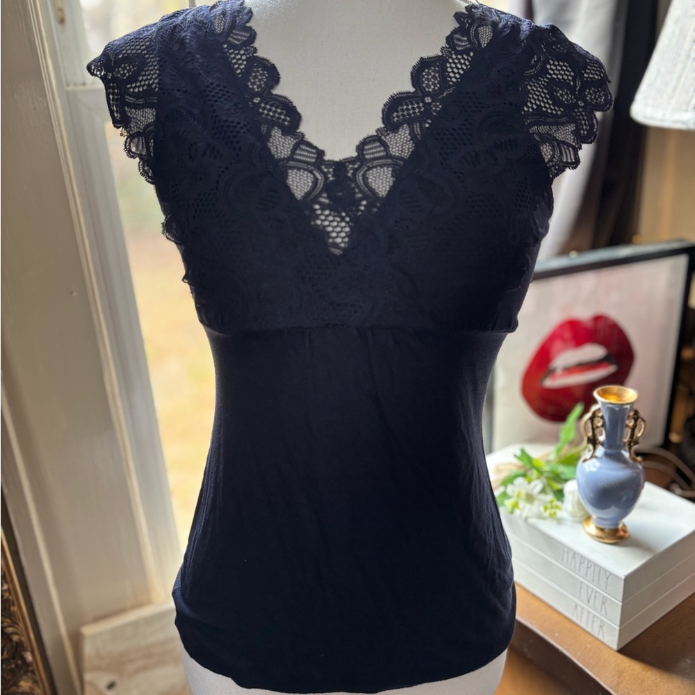 Banana Republic Midnight Blue Lace Blouse